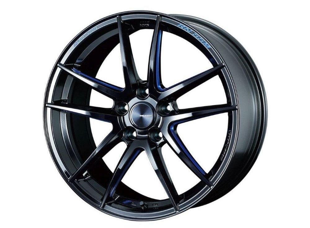 WedsSport RN-55M Blue Black Machine 18x .5 +38 5x114.3 (Single Wheel) - 2015-2023 Subaru WRX / 2015-2021 STI / 2019-2023 Forester